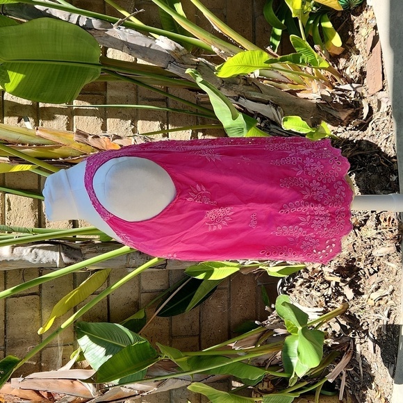 Johnny Was Pink Eyelet Floral Tank Top Embroidered extra small - Picture 2 of 9